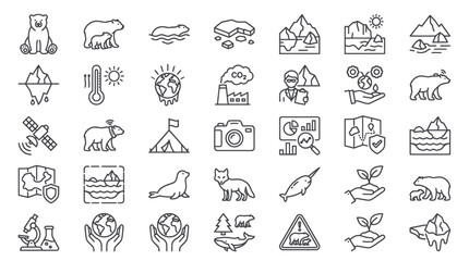 Arctic climate change and global warming icons. © muhammad