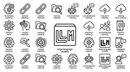 Artificial intelligence and large language model icons. © muhammad
