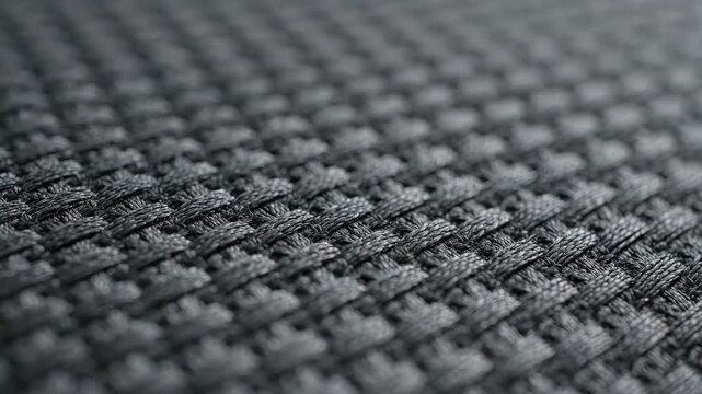 Close-up Macro Shot of Dark Textured Fabric Weave.
