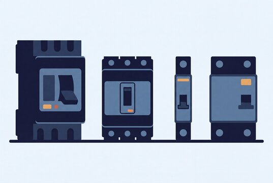 Flat Vector Comparison Illustration of Different Circuit Breaker Types