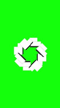 Bouncy spiral cubes animated on green screen background, vertical video