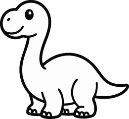 Dinosaur Coloring Page for Kids Cartoon Brontosaurus Outline © Icon Stock