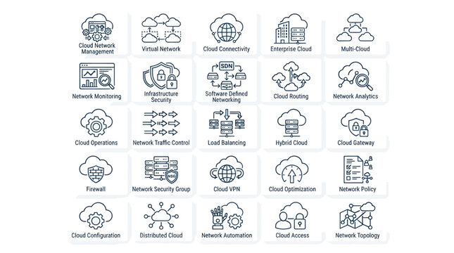 Cloud Network Architecture and Connectivity Icons