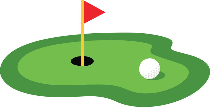 Mini Golf Course Icon with Flag Hole and Ball