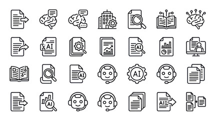 AI document analysis and natural language processing icons. © muhammad