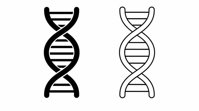 DNA double helix icons in black and white styles