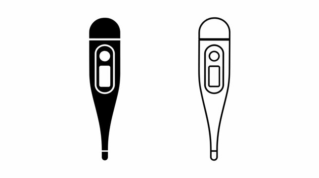 Digital Thermometer Icons, Medical Health Check Tool Vector