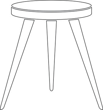 Minimalist line art illustration of a round wooden stool with three legs furniture minimalist interior decoration illustration structure contemporary
