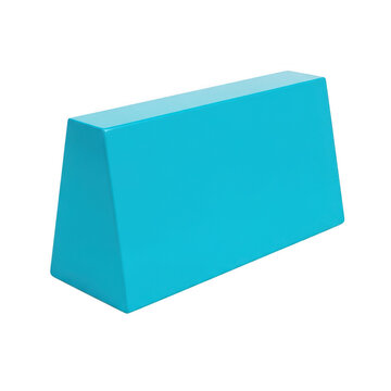 Blue trapezoid shape 3d geometric block icon isolated on transparent background