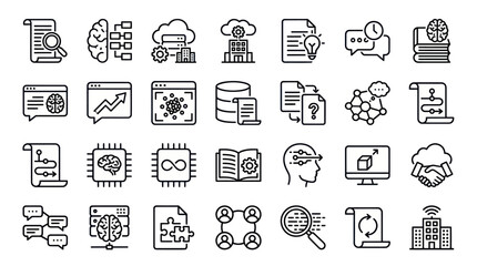 Fototapeta premium Advanced technology and neural network deep learning icons.