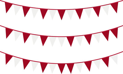 Obraz premium Decorative Red and White Triangular Pennant Bunting Flags for Festive Celebrations and Geometric Twibbon Frame Designs for Party Decor
