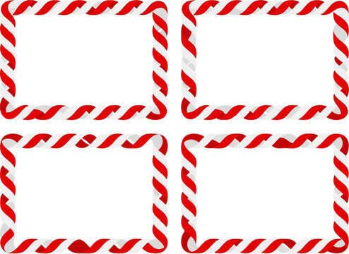 Flat vector candy cane striped border frames for Christmas holiday sale banners