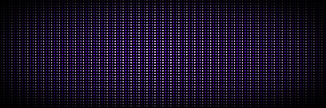 Dark purple pixel screen pattern. LED TV screen background. LCD display grid dots wallpaper. Glowing diode pixels videowall concept. Projector or television monitor texture backdrop. Vector wallpaper