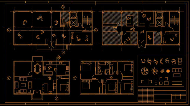 Shoppers Top View People CAD Blocks Architecture Blueprint House Floor Plans Vector Set Detailed AutoCAD Technical Drawing