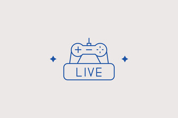 Gamepad controller with live text line icon for gaming. Vector illustration for cyber tournament match, letsplay channel, esports streaming. © HenryFord