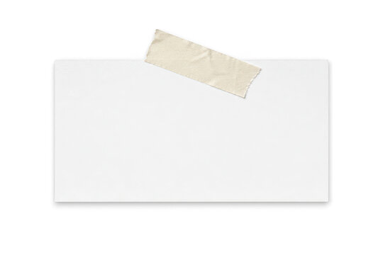 Blank white paper note with masking tape isolated on transparent background