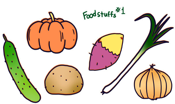 Foodstuffs#1-식재료 구황작물 채소 요리 감자 고구마 호박 대파 양파 오이