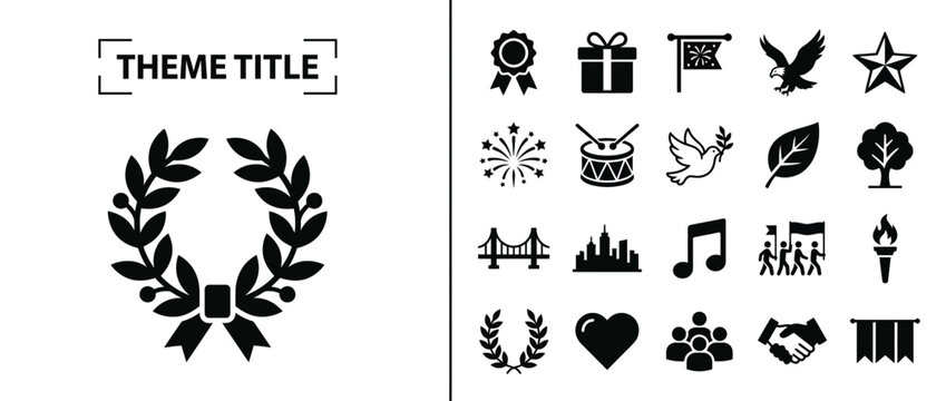 Set of Patriotic and Celebration Icons and Symbols