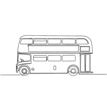 Black and white vector illustration of a double decker bus 2.