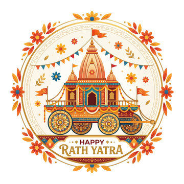 Happy Rath Yatra Festival Chariot Decorated India Celebration