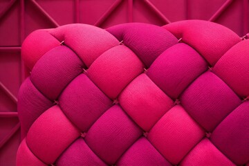 Fototapeta premium Vibrant pink tufted fabric in geometric pattern. Rich textures contrast against structured background. Modern design evokes luxury and bold fashion. Ideal for interiors, branding, or lifestyle visuals