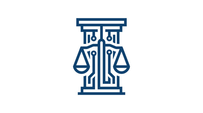 Digital Law and Justice Technology Abstract Logo Icon