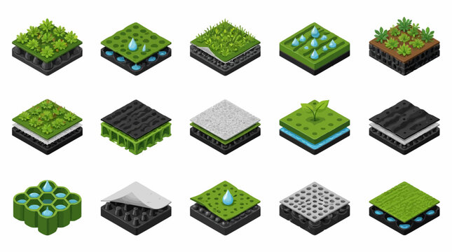 Various isometric grass and block designs are shown on a plain background with 5193.eps reference