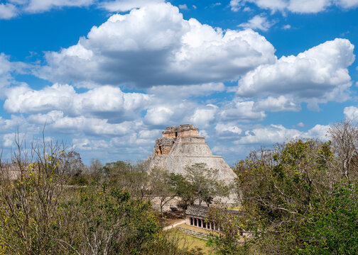 Mayan Pyramid of the Magician, Uxmal, Mexico.