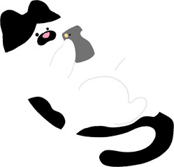 Fototapeta premium Cute Calico Cat Lying Down Using Smartphone Vector Illustration