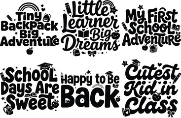 Obraz premium Back to school typography designs for children with fun educational themes.