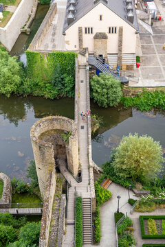 Luxembourg, 28 June 2019: Historical buildings in Luxembourg city center