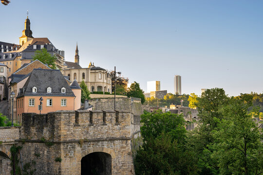 Luxembourg, 28 June 2019: Historical buildings in Luxembourg city center