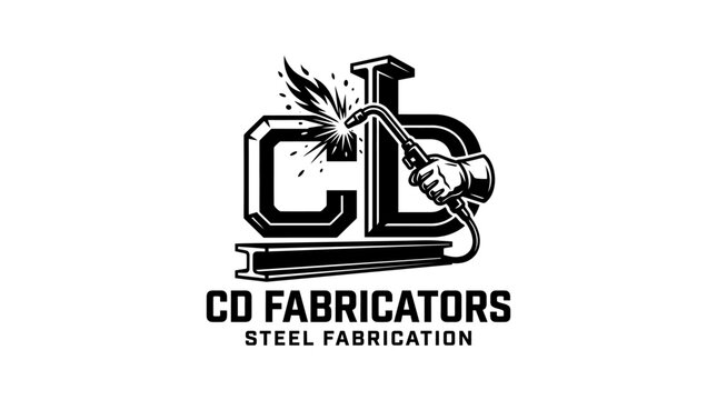 Steel fabrication factory industrial logo.