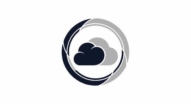 Cloud photography logo icon with camera shutter aperture design.