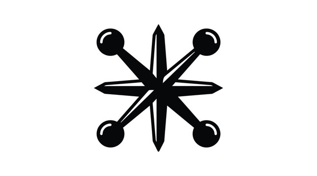 A bold black star shape icon with rounded tips featuring a sharp geometric minimalist design