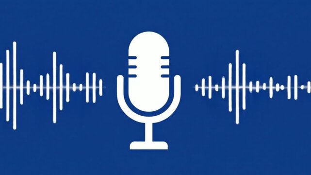 Audio Recording with Microphone and Sound Waves Visualization.