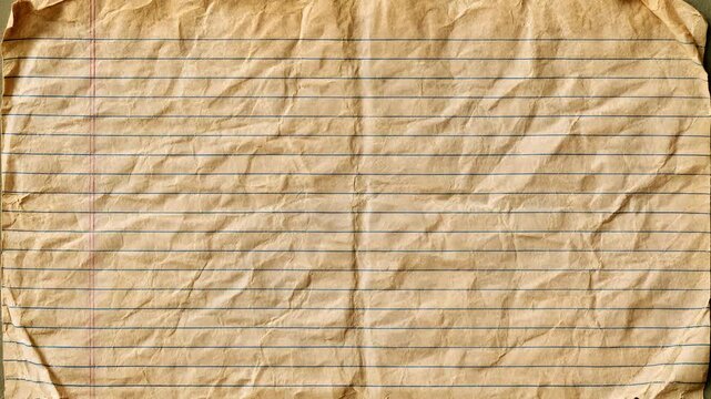 Crumpled lined old paper texture background animation revealing different pages, offering a vintage, retro, and grunge aesthetic perfect for creative and artistic projects