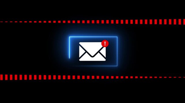 Alert Email inbox and spam virus with warning caution for notification on internet letter security protect, junk and trash mail and compromised information.4k motion graphics video animation