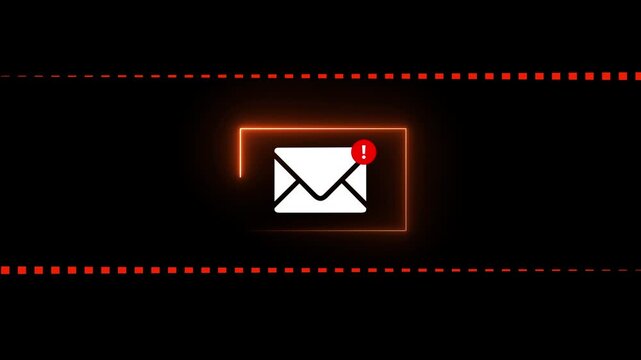 Alert Email inbox and spam virus with warning caution for notification on internet letter security protect, junk and trash mail and compromised information.4k motion graphics video animation