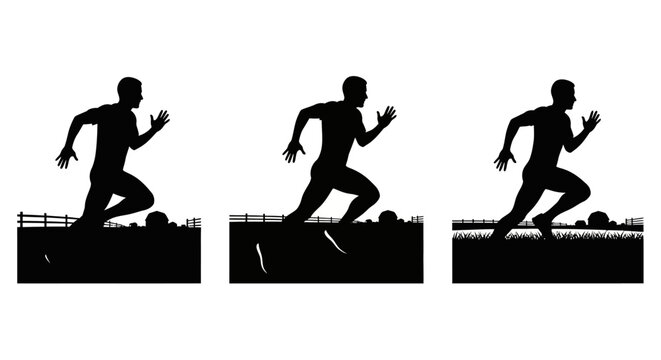 Silhouette of a runner in motion sequence.