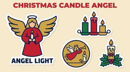 Obraz premium Christmas Candle Angel Vector Sticker Pack