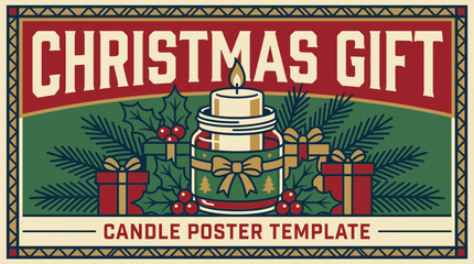 Obraz premium Christmas Gift Candle Vector Poster Template