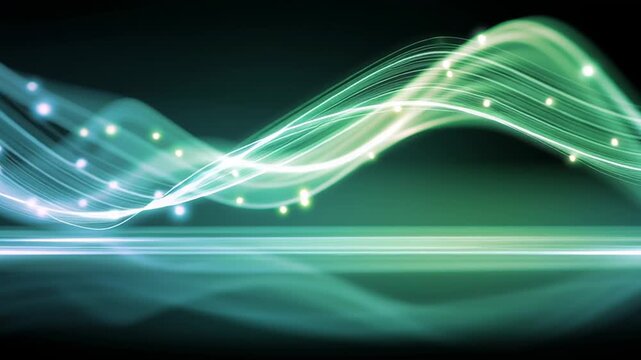 Flowing emerald and lime light trails on soft charcoal gradient, sustainable green energy and mobility concept