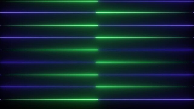 Neon green and purple glowing horizontal lines abstract motion background