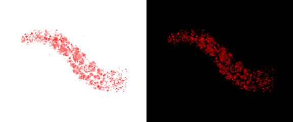 Red glitter dust trail on white and black backgrounds, sparkling magic wave of ruby particles, shimmering stardust path for festive design © Motion Mania