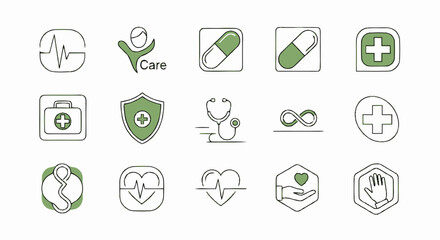 Fototapeta premium Collection of Medical and Healthcare Icons for Digital Use.