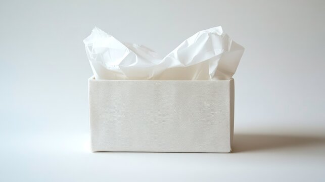 White tissue box on plain background