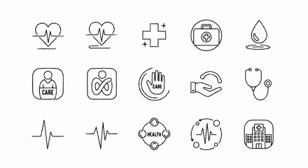 Fototapeta premium Collection of Medical and Healthcare Icons Set.
