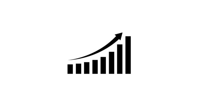 Growth footage. Profit growing icon video. Growing graph symbol animation. Arrow graph in ck. Finance bar chart with transparent green screen. Increase progress. Economy and business increase ...