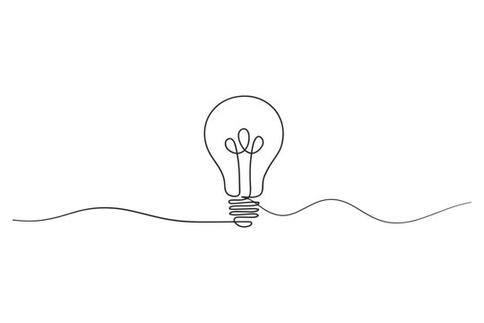 Continuous line art illustration of light bulb with wavy line lightbulb continuous creative